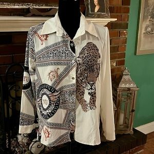 Designer inspired button down blouse.